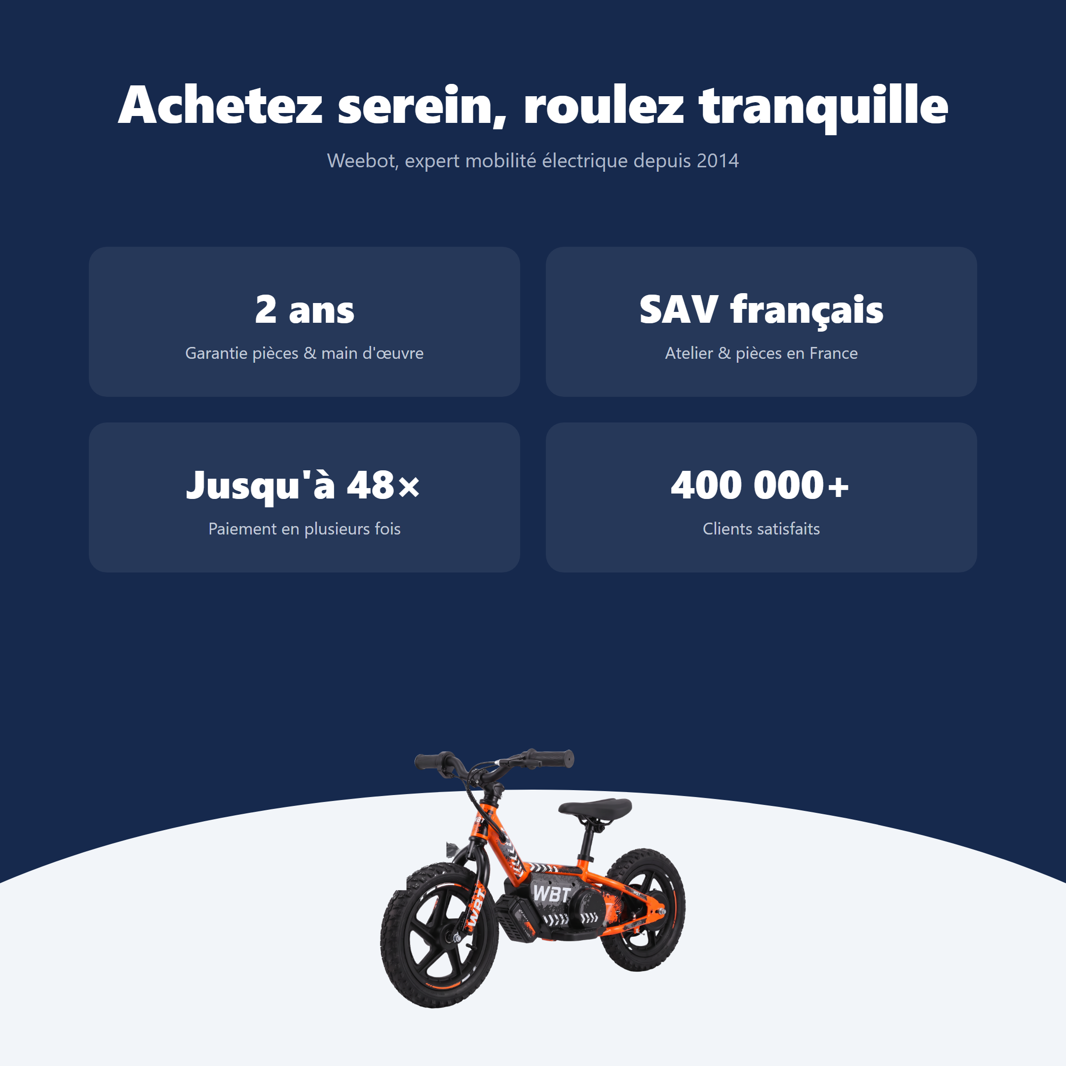 draisienne électrique enfant WBT Kick - garantie livraison SAV