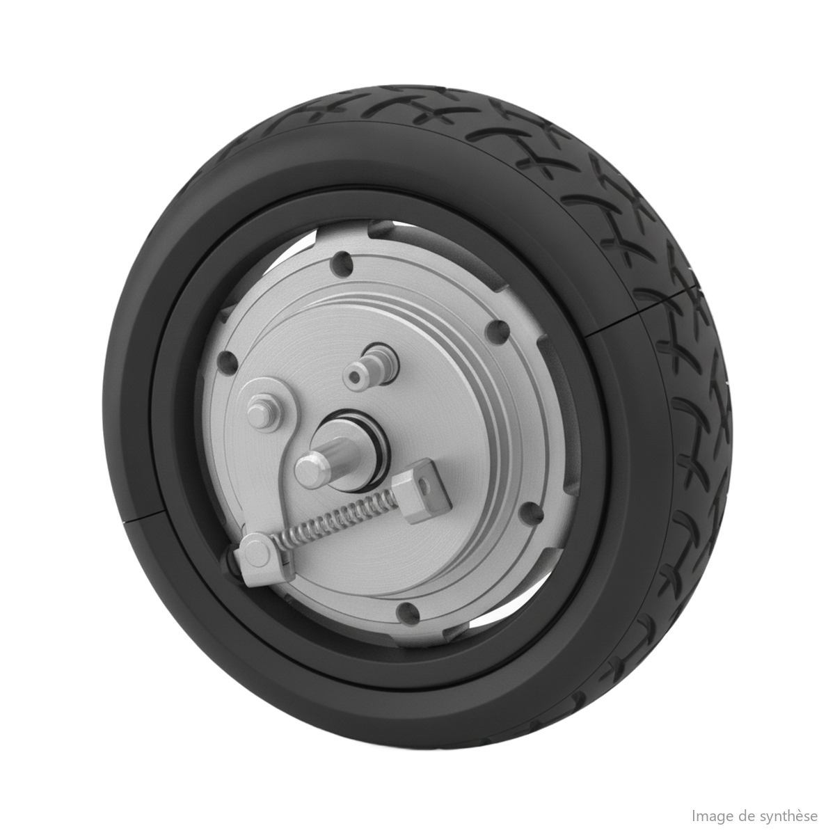 Dessin au trait du moteur sans pneu pour trottinette électrique Dualtron Mini Spécial