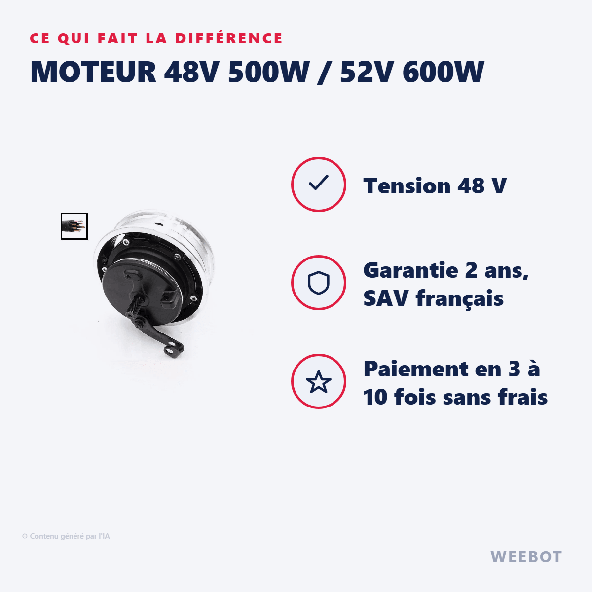 Moteur 48V 500W / 52V 600W pour Trottinette Électrique Z9 - Weebot