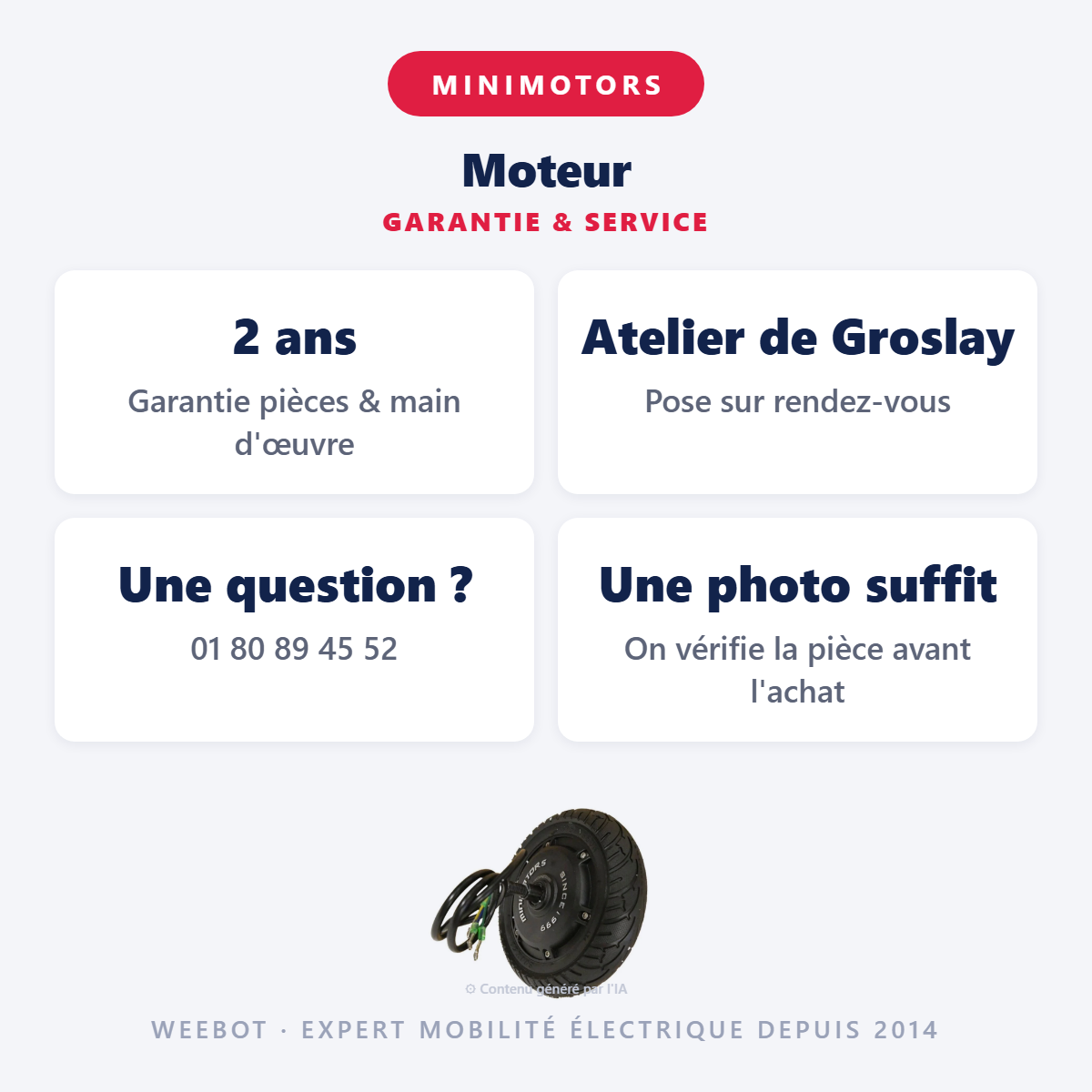 Moteur : garantie 2 ans et service après-vente