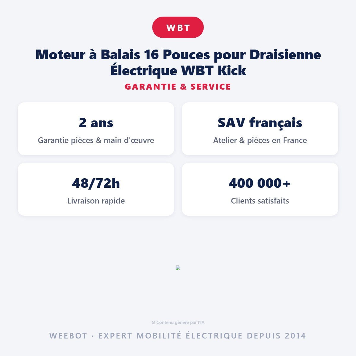 Moteur à Balais 16 Pouces pour Draisienne Électrique WBT Kick - Weebot