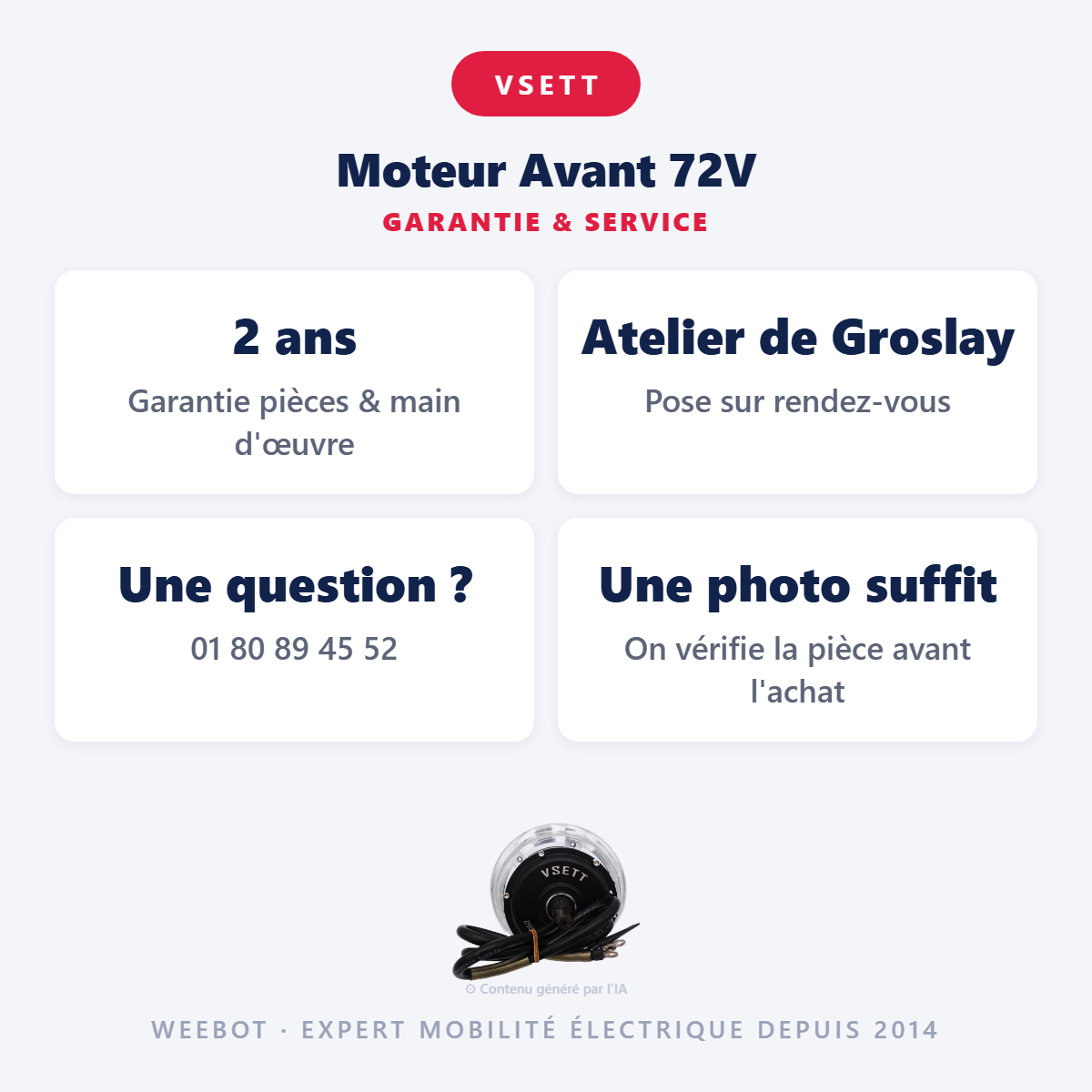 Moteur Avant 72V : garantie 2 ans et service après-vente