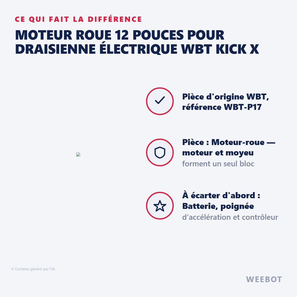 Moteur Roue 12 Pouces pour Draisienne Électrique WBT Kick X - Weebot