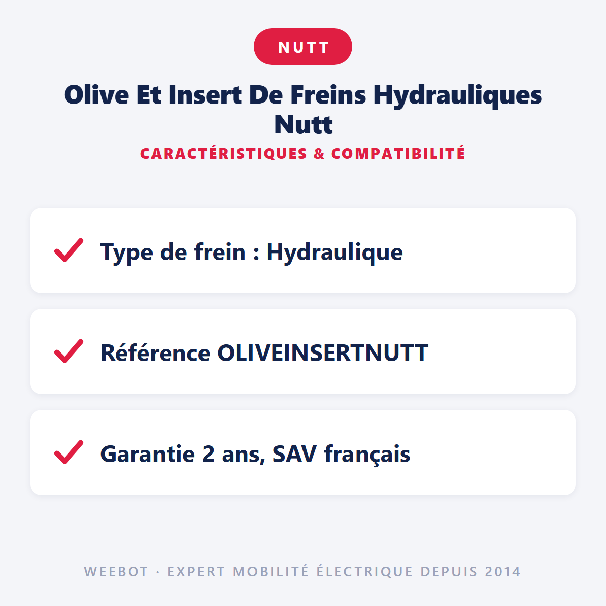 Olive Et Insert De Freins Hydrauliques Nutt - Weebot