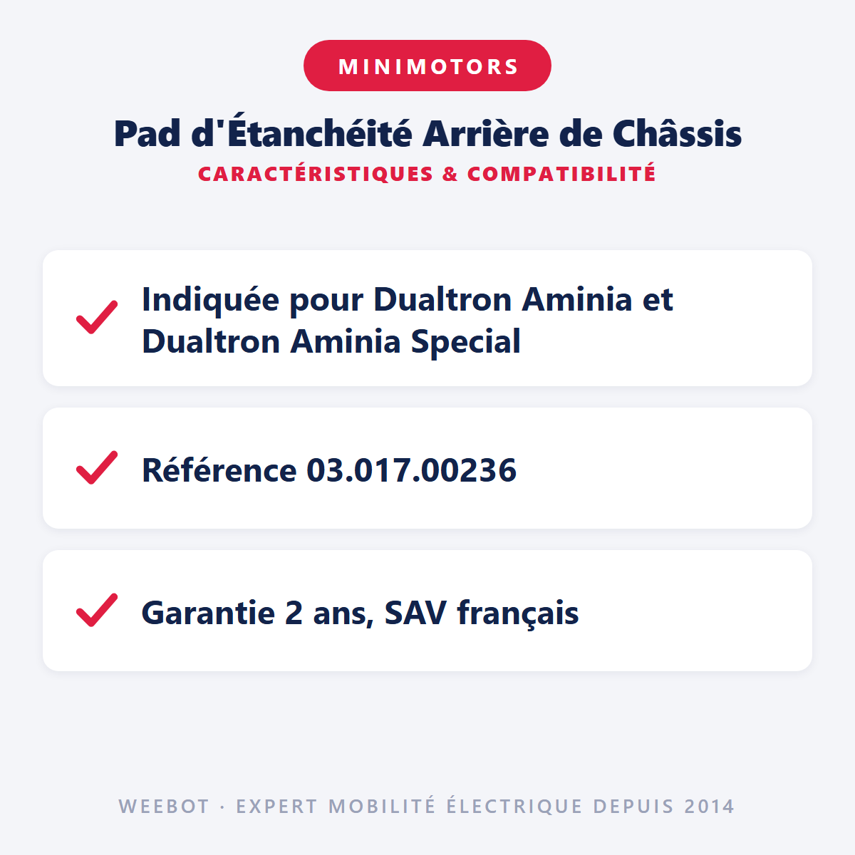 Pad d'Étanchéité Arrière de Châssis : caractéristiques et compatibilité