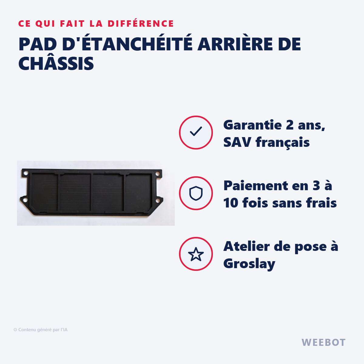 Pad d'Étanchéité Arrière de Châssis : les points forts