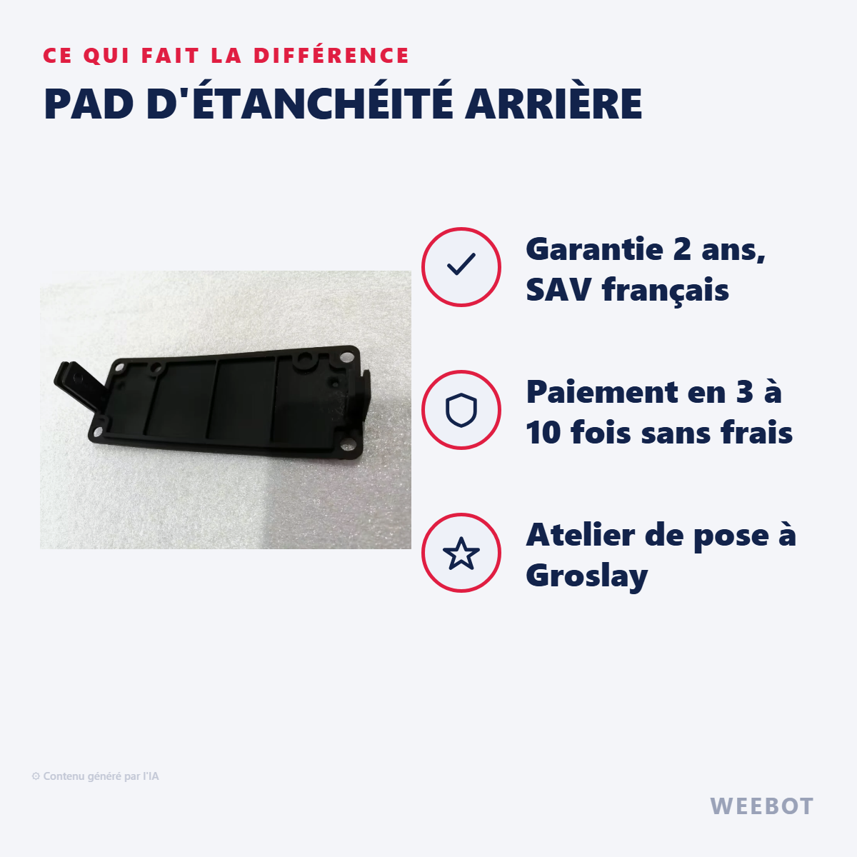Pad d'Étanchéité Arrière : les points forts