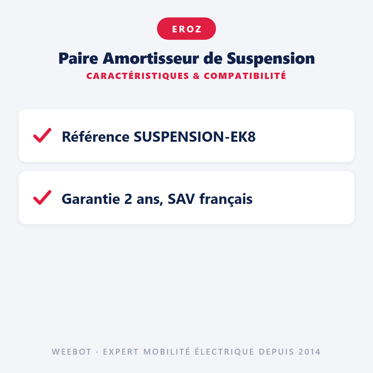 Paire Amortisseur de Suspension : caractéristiques et compatibilité