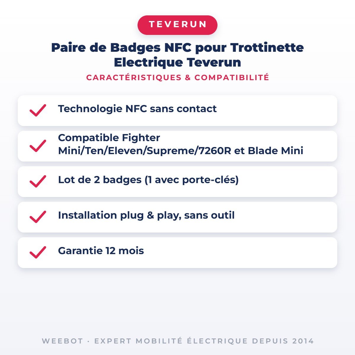 Paire de Badges NFC pour Trottinette Electrique Teverun - Weebot