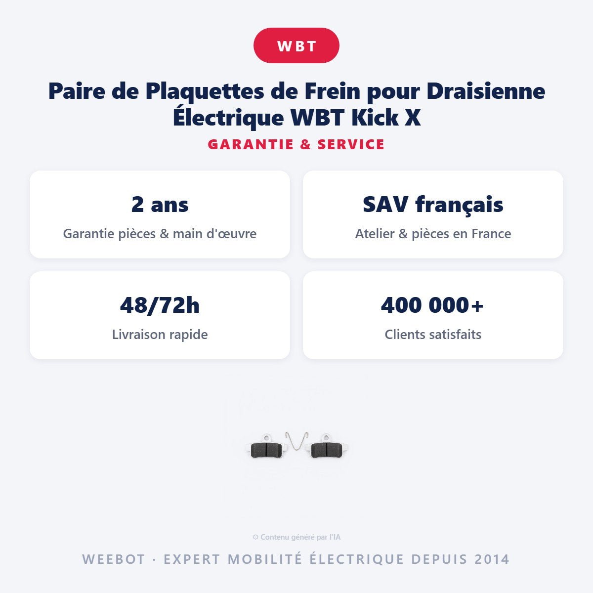 Paire de Plaquettes de Frein pour Draisienne Électrique WBT Kick X - Weebot