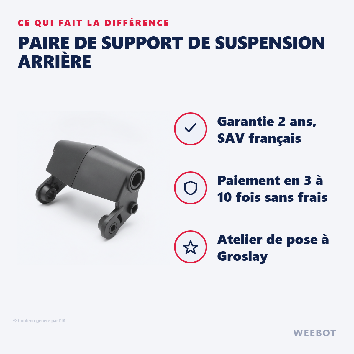 Paire de Support de Suspension Arrière : les points forts