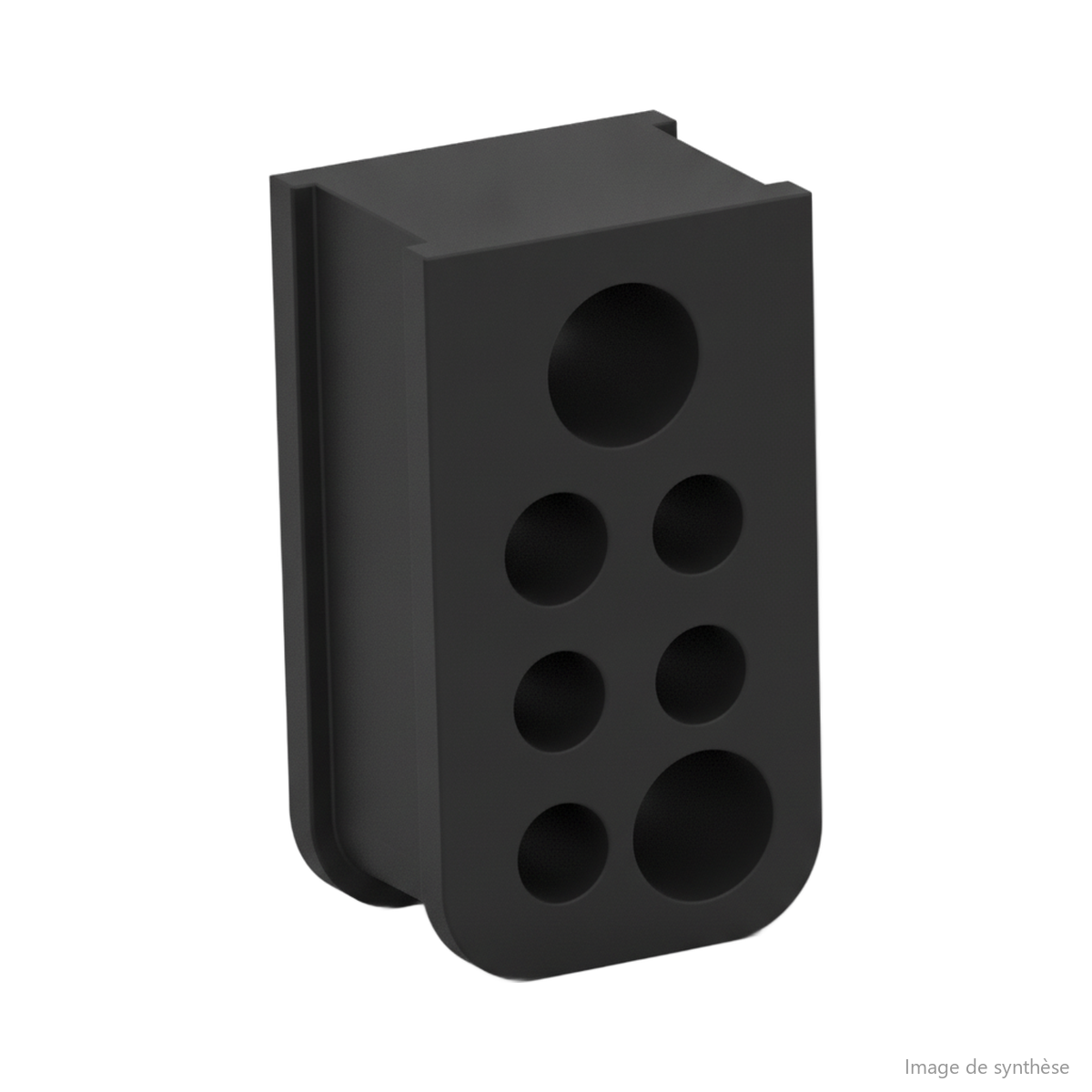 Modélisation 3D d'un passe-câble en caoutchouc orange pour le deck arrière de la Dualtron Popular