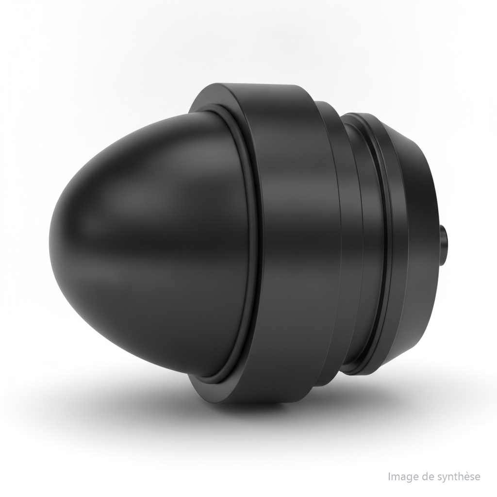 Modélisation 3D d'un phare avant inférieur vert pour Dualtron Popular vu de profil