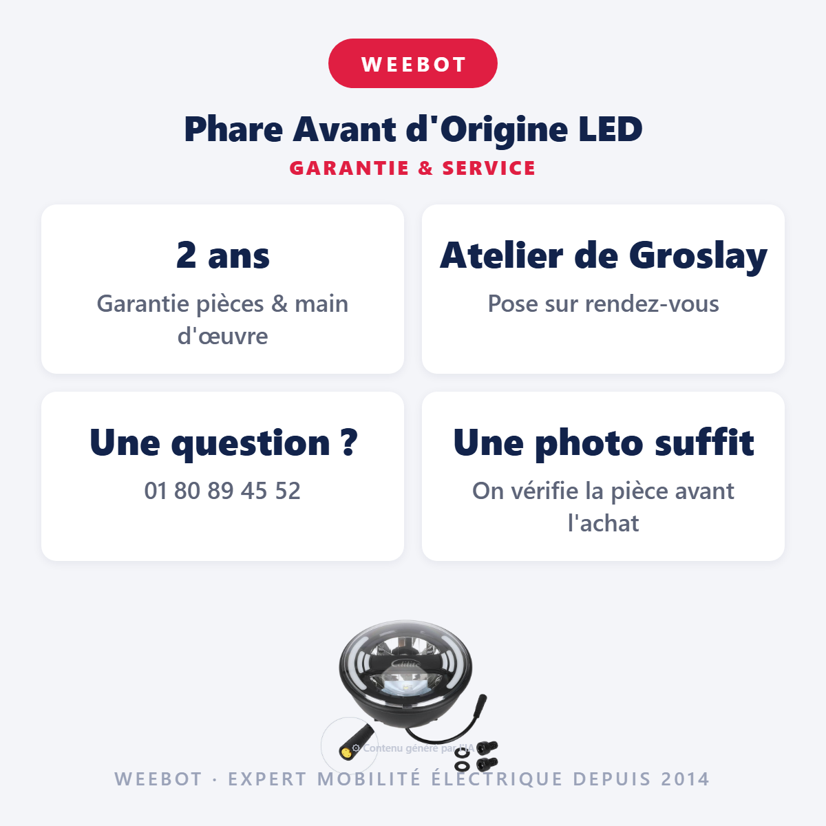 Phare Avant d'Origine LED : garantie 2 ans et service après-vente