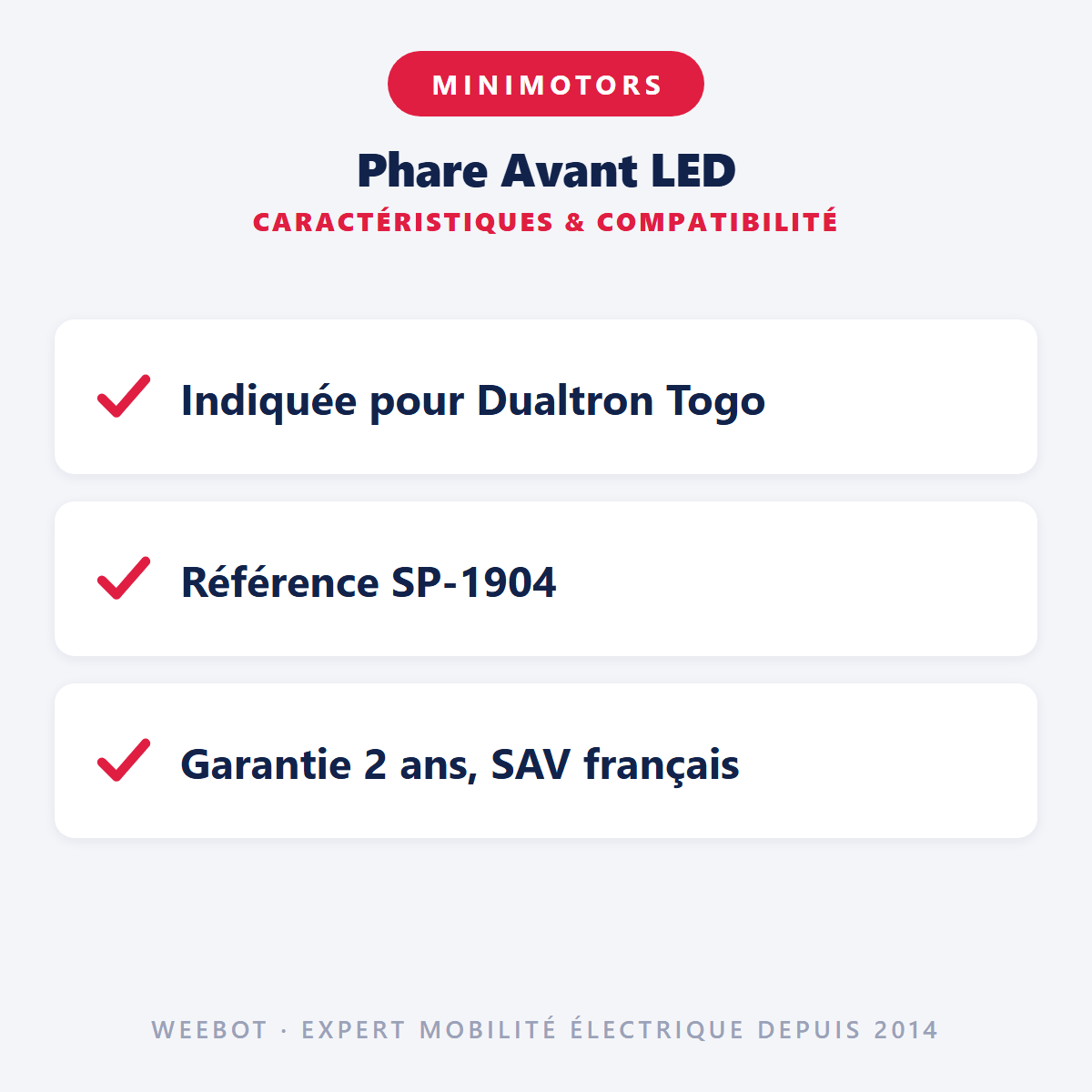 Phare Avant LED pour Trottinette Électrique Dualtron Togo 48V - Weebot