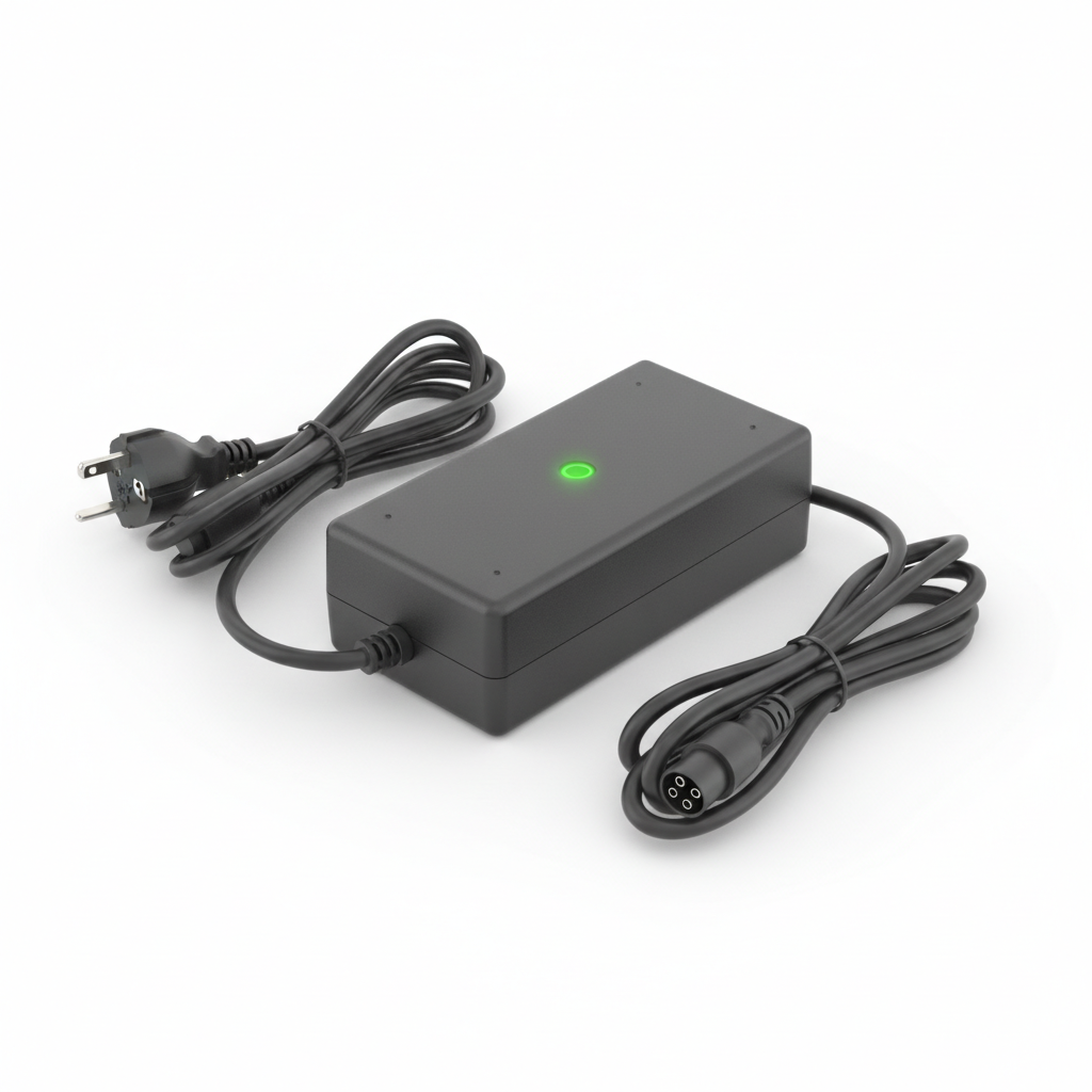 Chargeur 24V, pièce détachée pour draisienne électrique WBT Kick — vue d'ensemble sur fond blanc