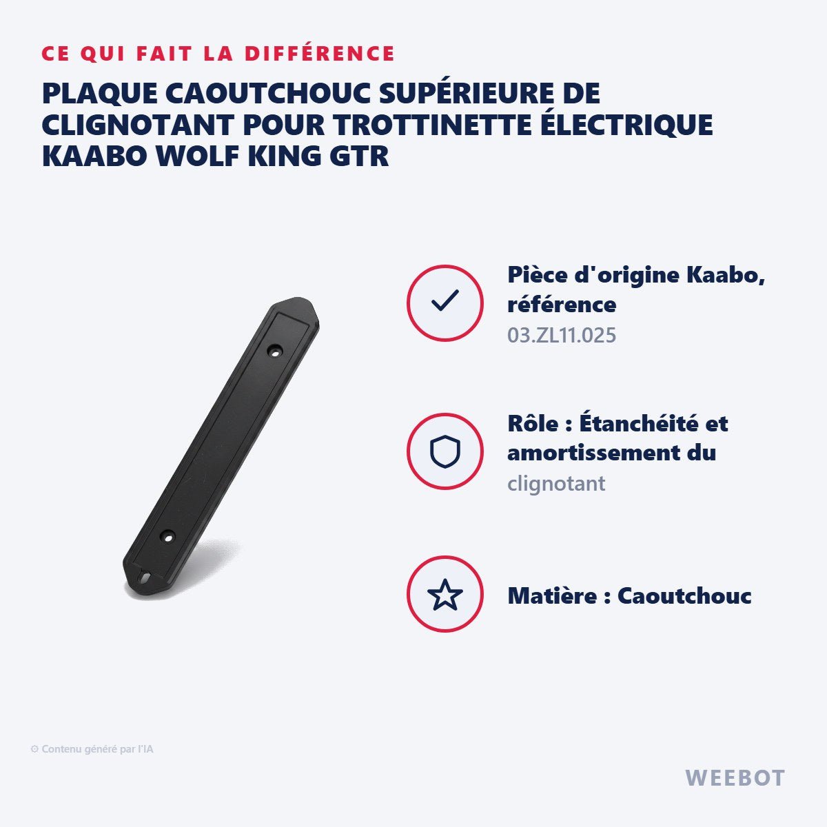 Plaque Caoutchouc Supérieure de Clignotant pour Trottinette Électrique Kaabo Wolf King GTR - Weebot