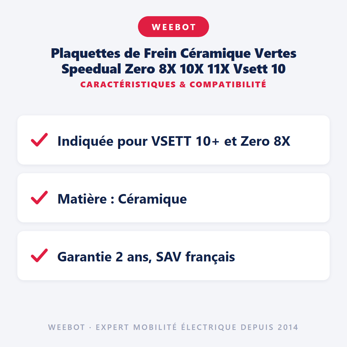 Plaquettes de Frein Céramique Vertes Speedual Zero 8X 10X 11X Vsett 10 : caractéristiques et compatibilité