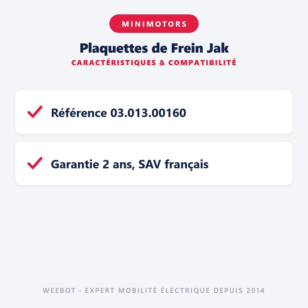 Plaquettes de Frein Jak : caractéristiques et compatibilité