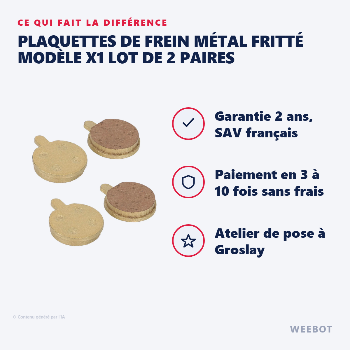 Plaquettes de Frein Métal Fritté Modèle X1 Lot de 2 Paires : les points forts