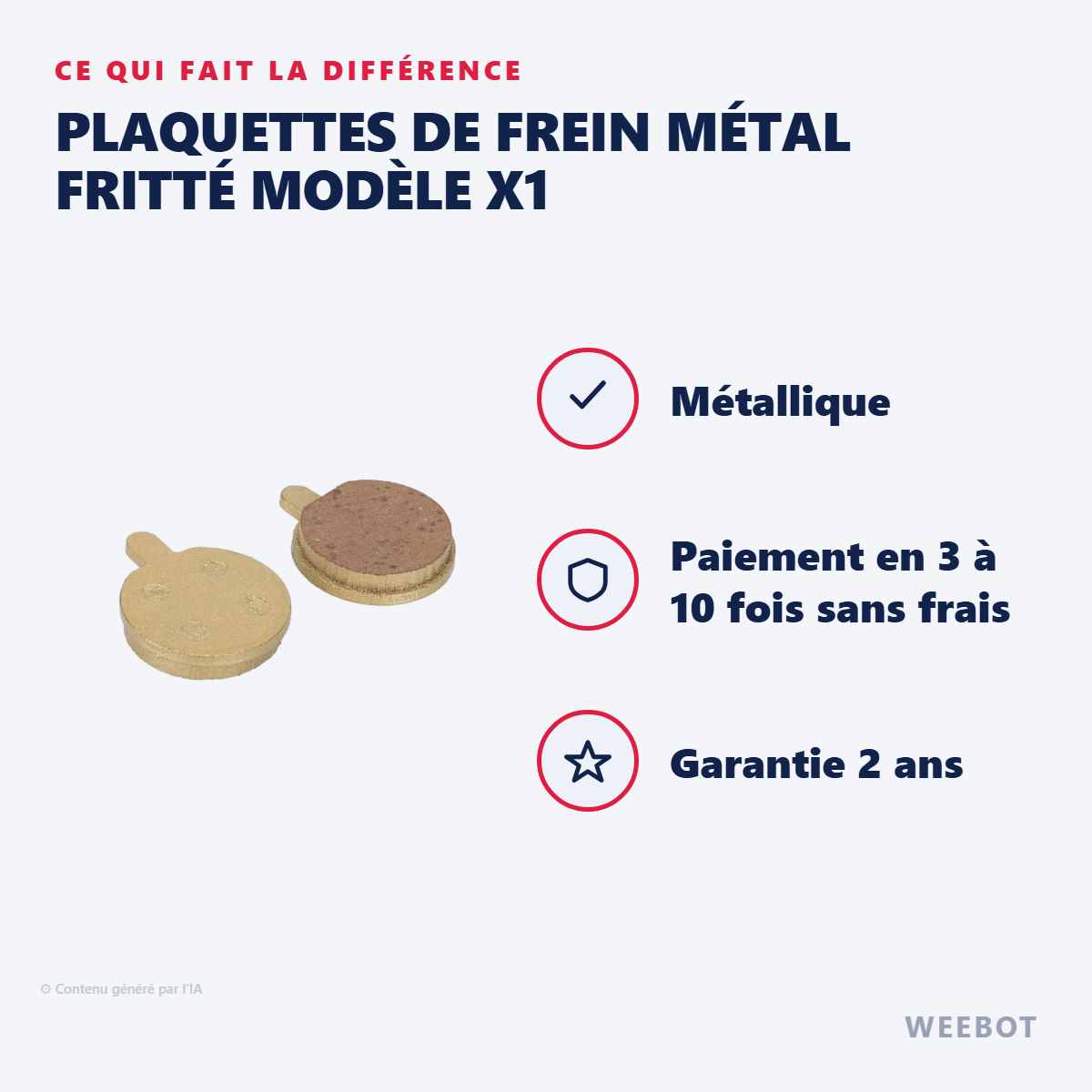 Plaquettes de Frein Métal Fritté Modèle X1 : les points forts