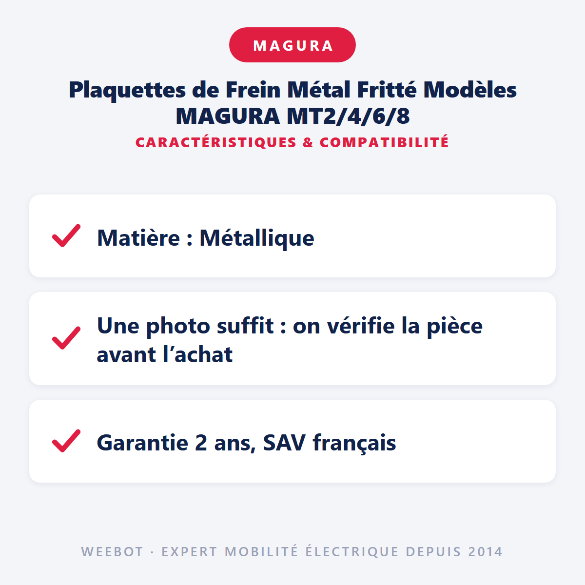 Plaquettes de Frein Métal Fritté Modèles MAGURA MT2/4/6/8 : caractéristiques et compatibilité