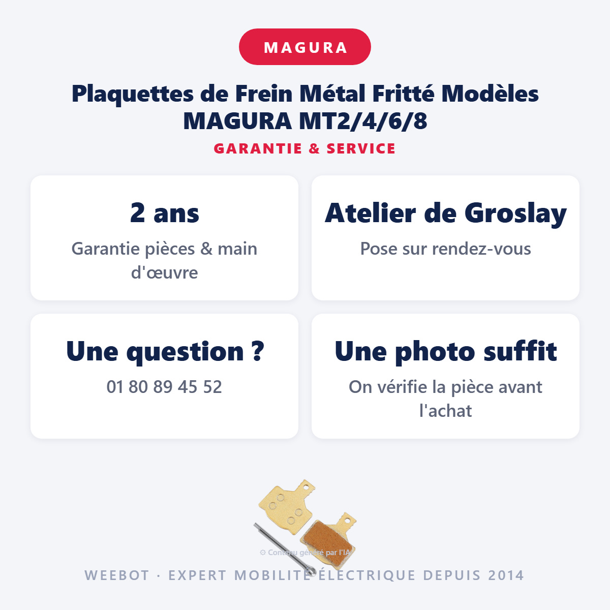 Plaquettes de Frein Métal Fritté Modèles MAGURA MT2/4/6/8 : garantie 2 ans et service après-vente
