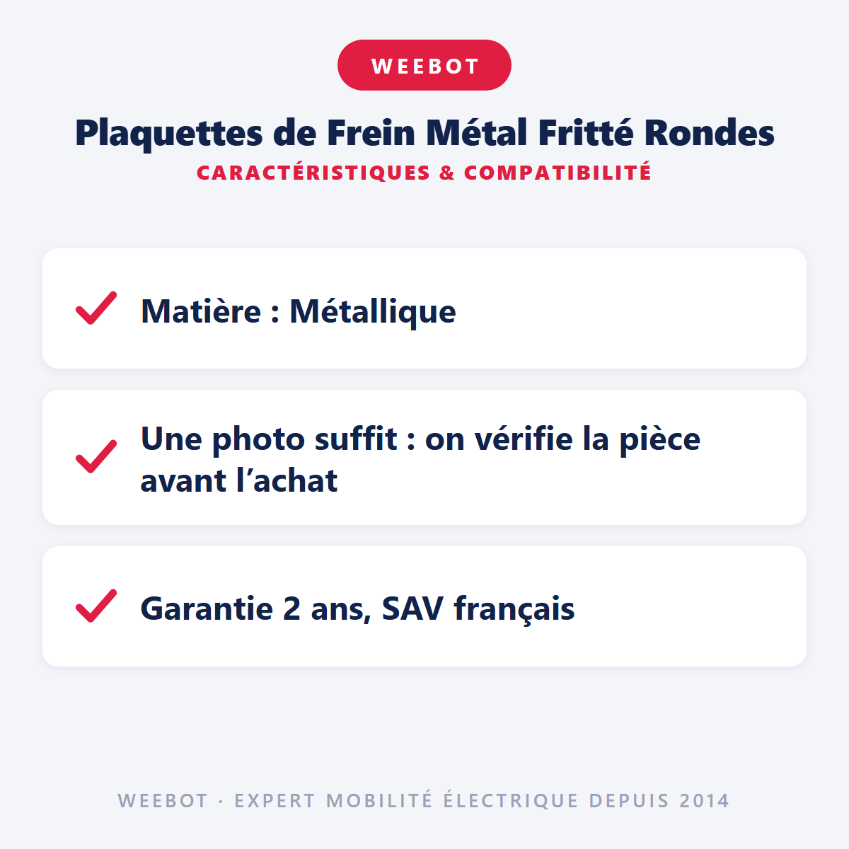 Plaquettes de Frein Métal Fritté Rondes : caractéristiques et compatibilité