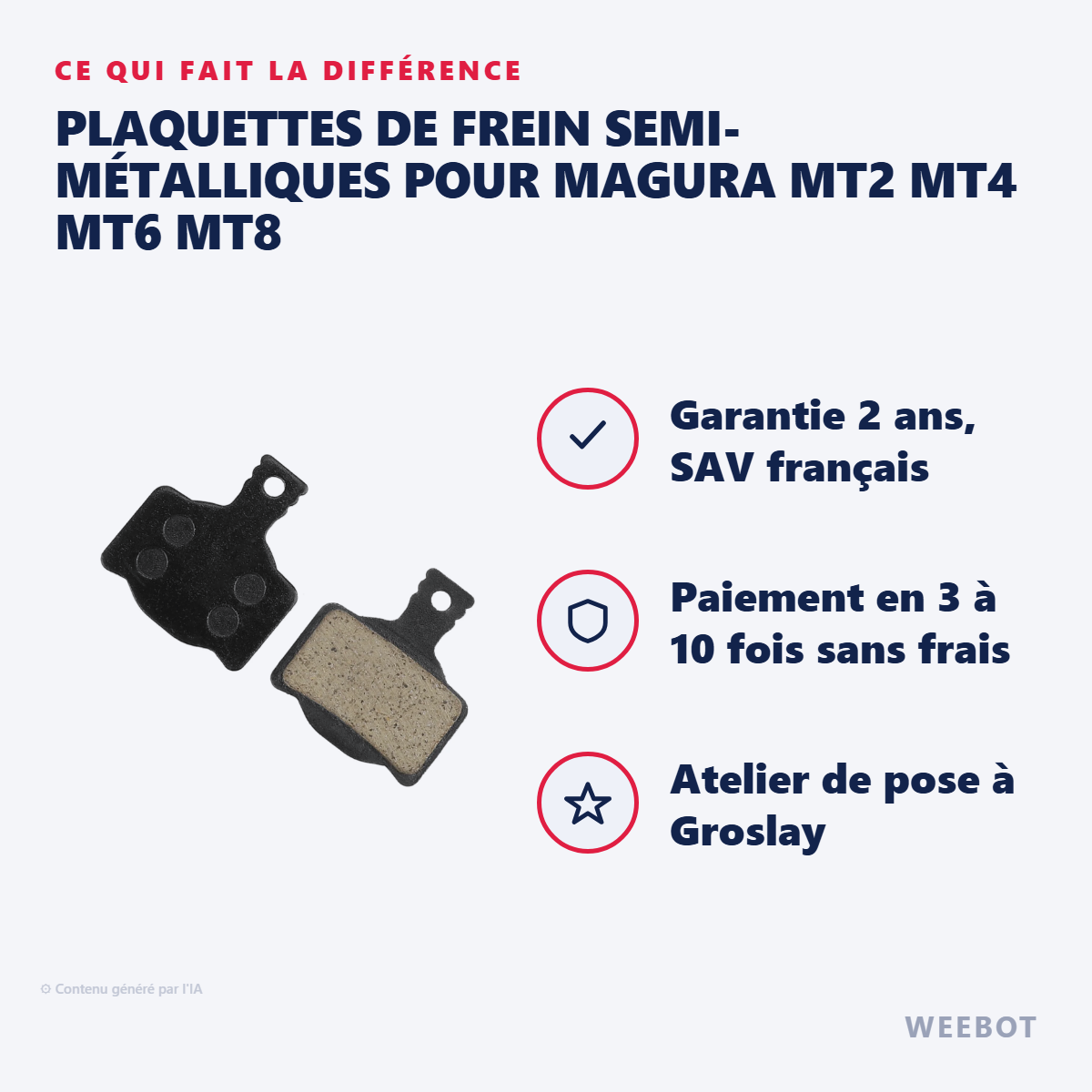 Plaquettes de Frein Semi-Métalliques pour Magura MT2 MT4 MT6 MT8 : les points forts