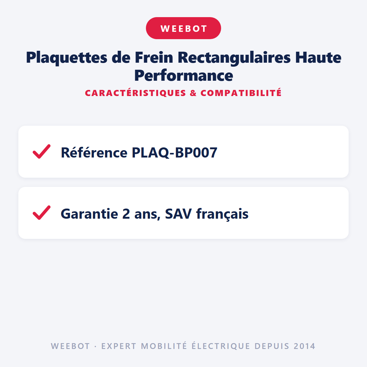 Plaquettes de Frein Rectangulaires Haute Performance : caractéristiques et compatibilité