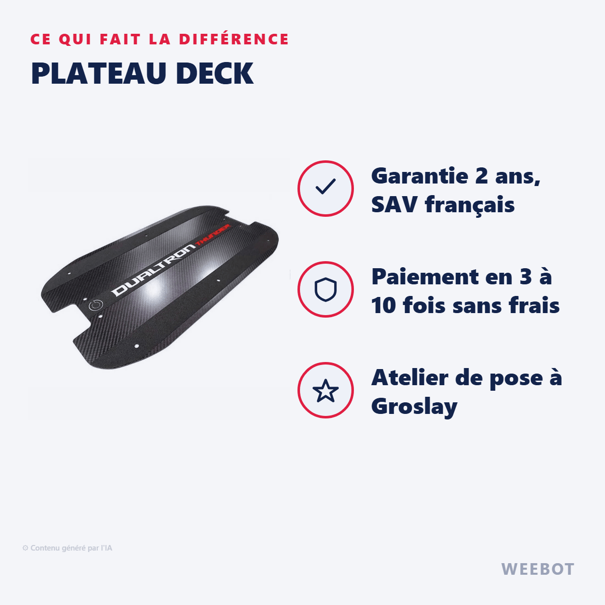Plateau Deck pour Trottinette Electrique Dualtron Victor - Weebot