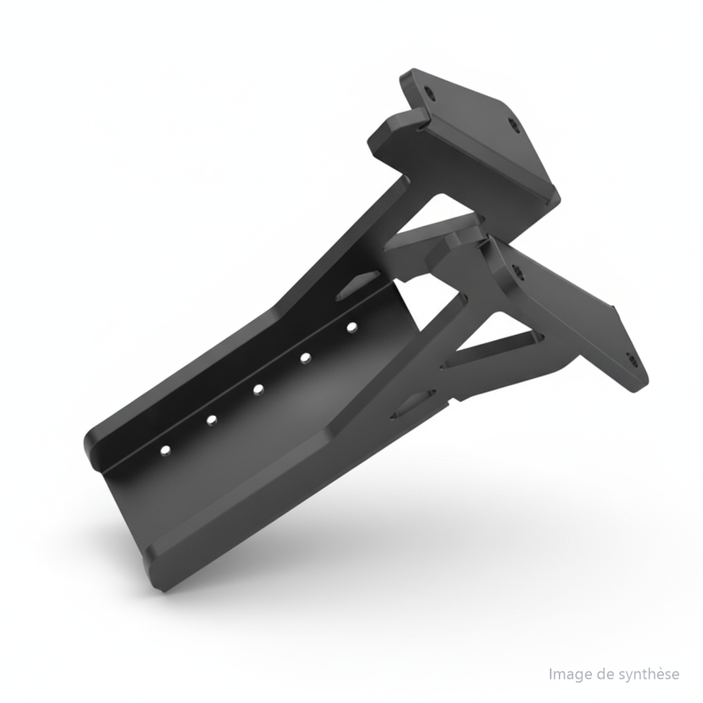 Schéma technique en vue perspective de la platine supérieure de selle pour Dualtron X