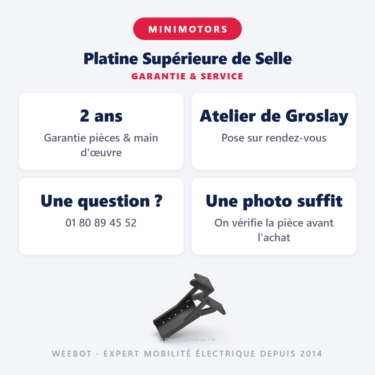 Platine Supérieure de Selle : garantie 2 ans et service après-vente