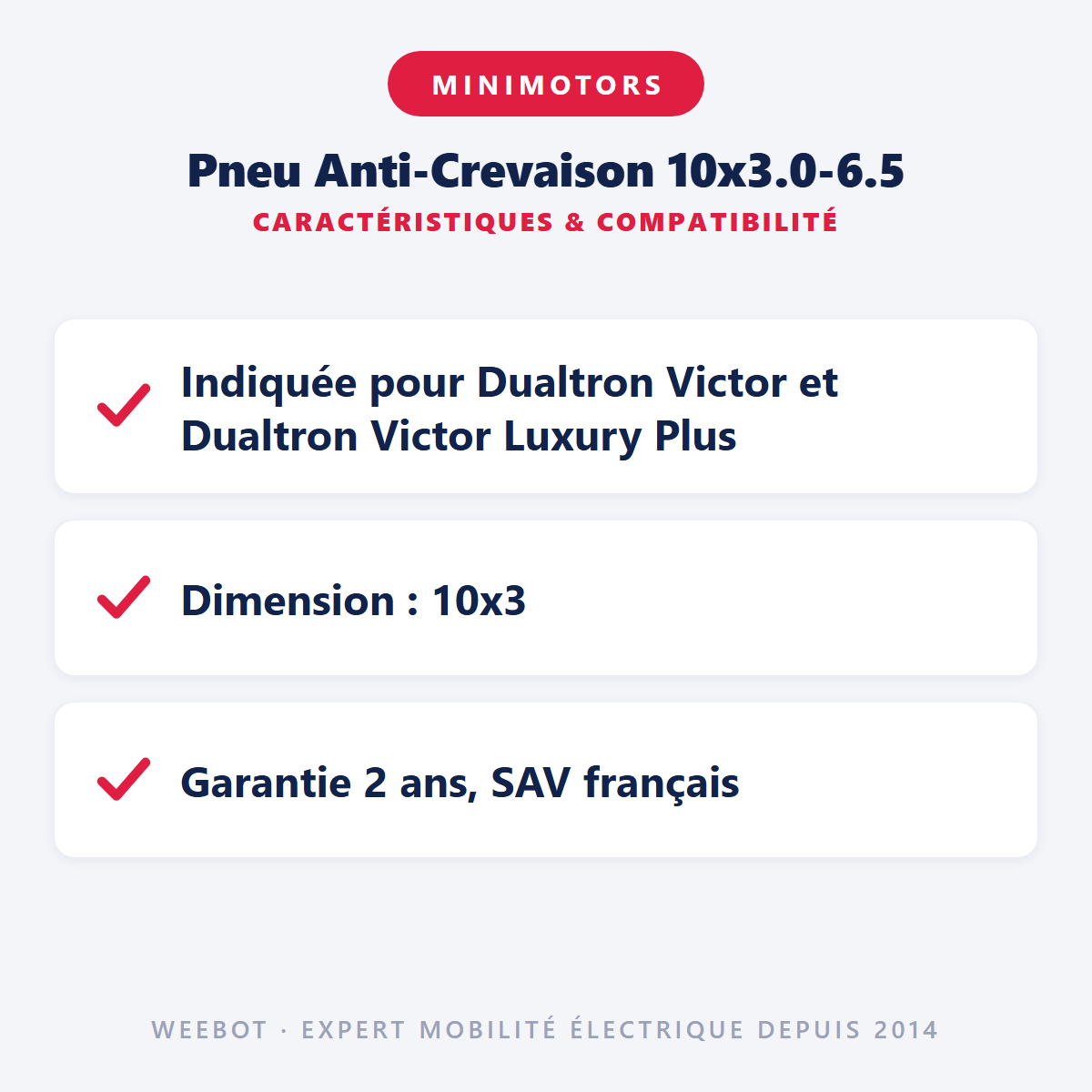 Pneu Anti-Crevaison 10x3.0-6.5 : caractéristiques et compatibilité