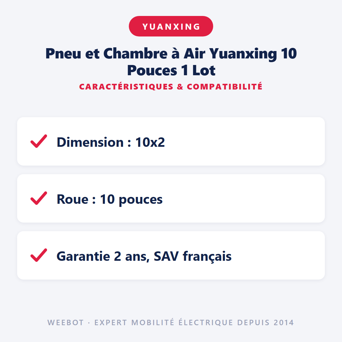 Pneu et Chambre à Air Yuanxing 10 Pouces 1 Lot : caractéristiques et compatibilité