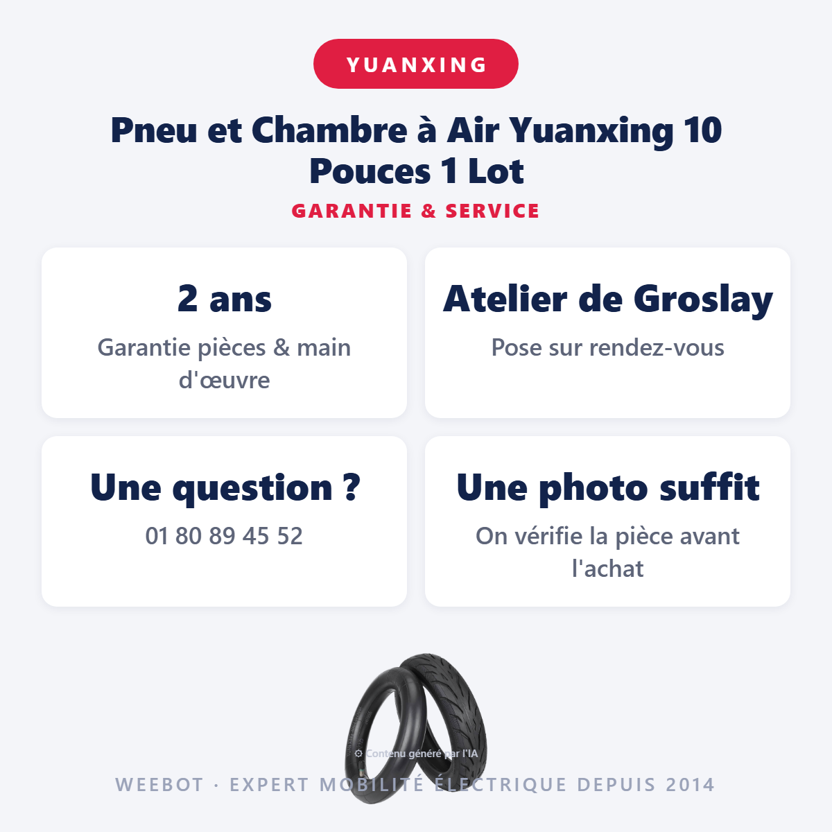 Pneu et Chambre à Air Yuanxing 10 Pouces 1 Lot : garantie 2 ans et service après-vente