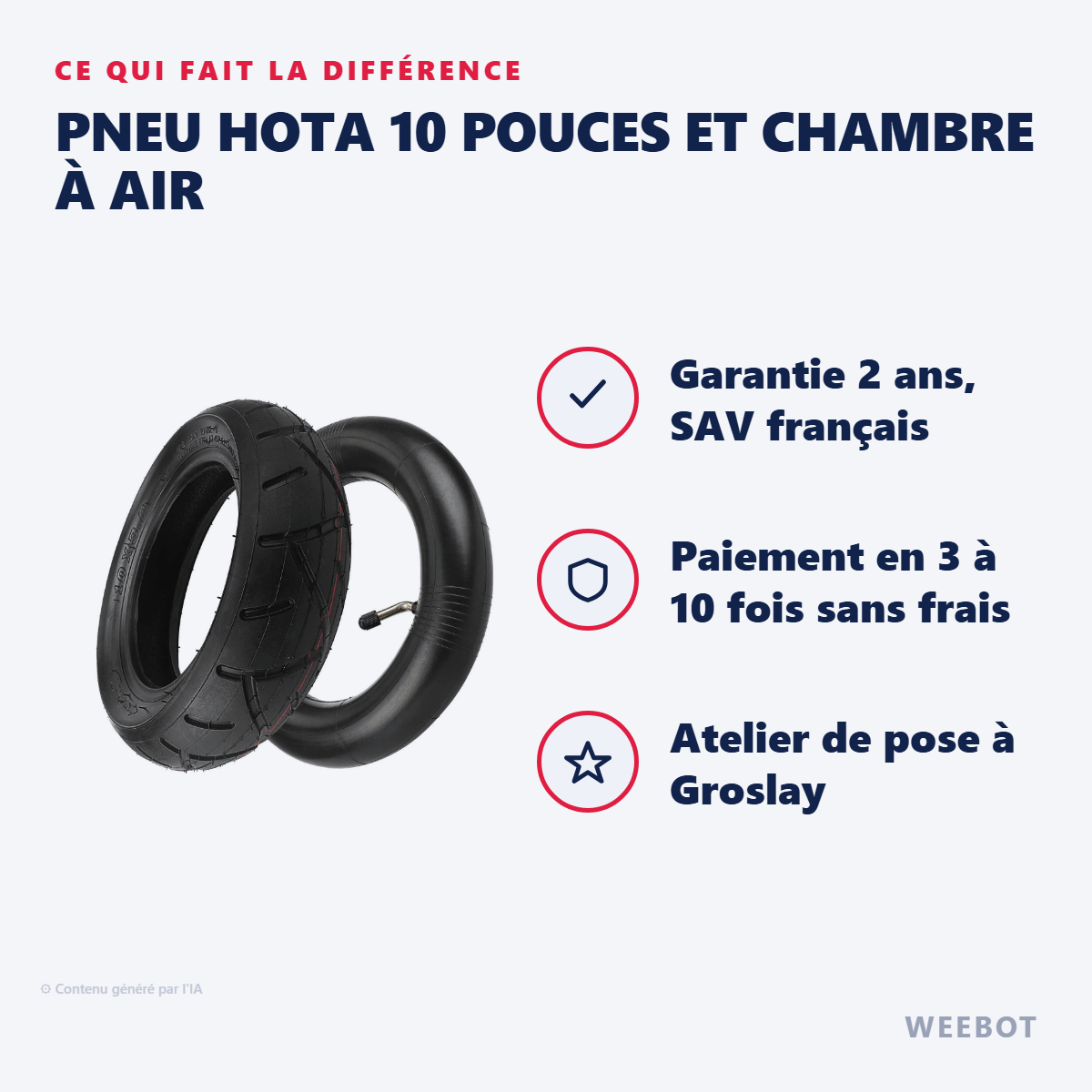 Pneu Hota 10 Pouces et Chambre à Air : les points forts