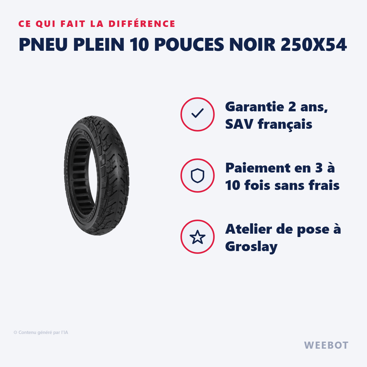 Pneu Plein 10 Pouces Noir 250x54 : les points forts