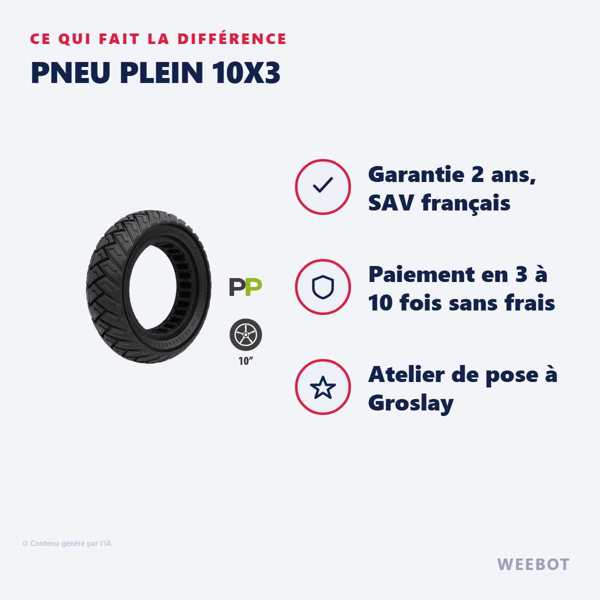 Pneu Plein 10x3 : les points forts