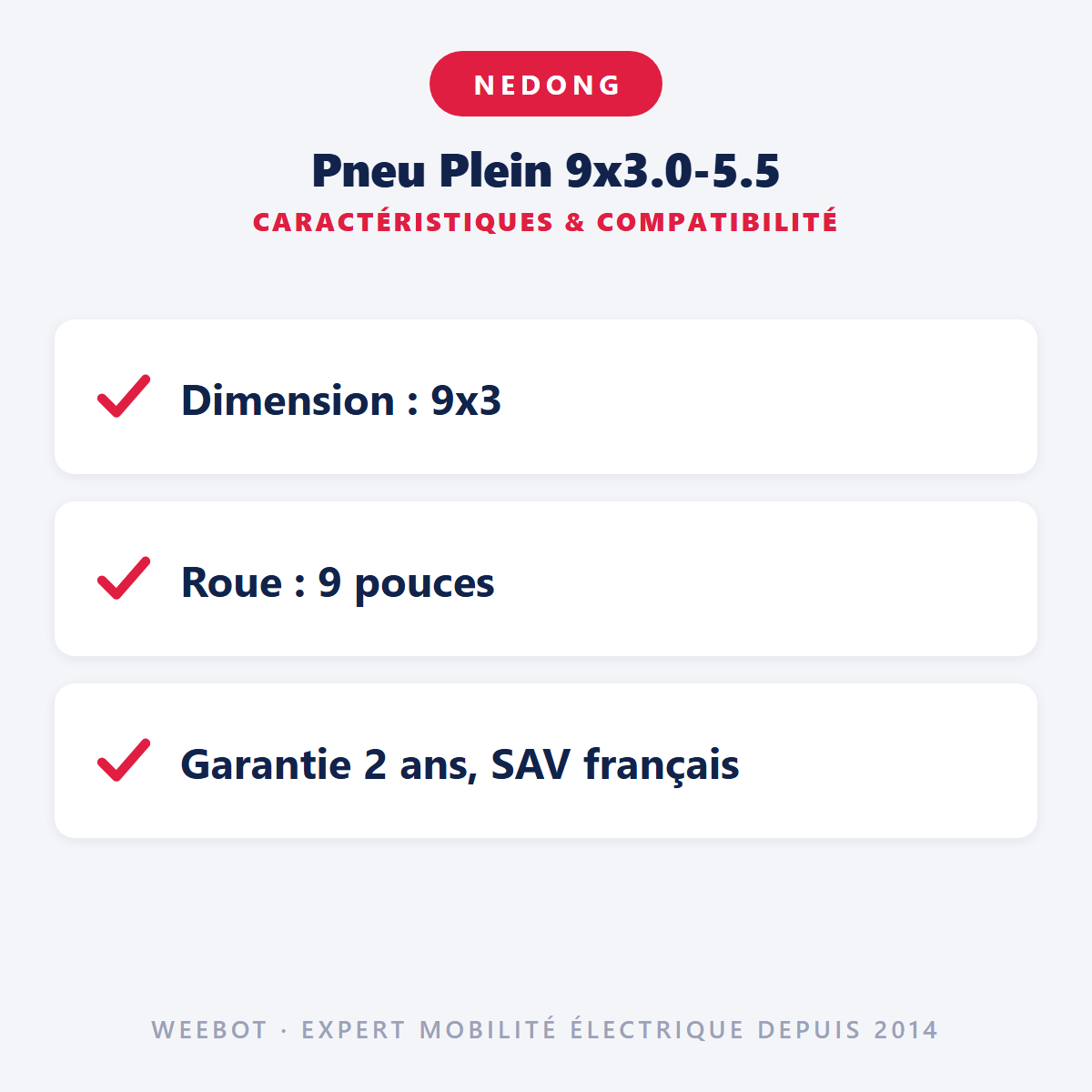 Pneu Plein 9x3.0-5.5 : caractéristiques et compatibilité