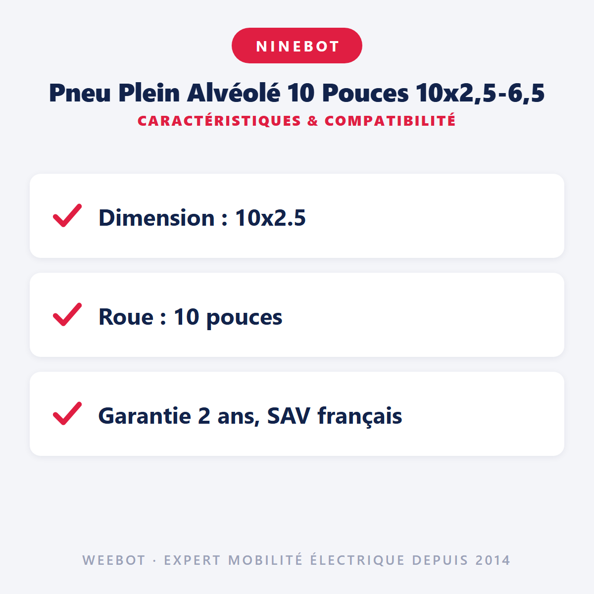 Pneu Plein Alvéolé 10 Pouces 10x2,5-6,5 : caractéristiques et compatibilité
