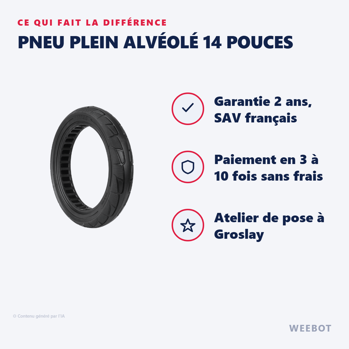 Pneu Plein Alvéolé 14 Pouces : les points forts
