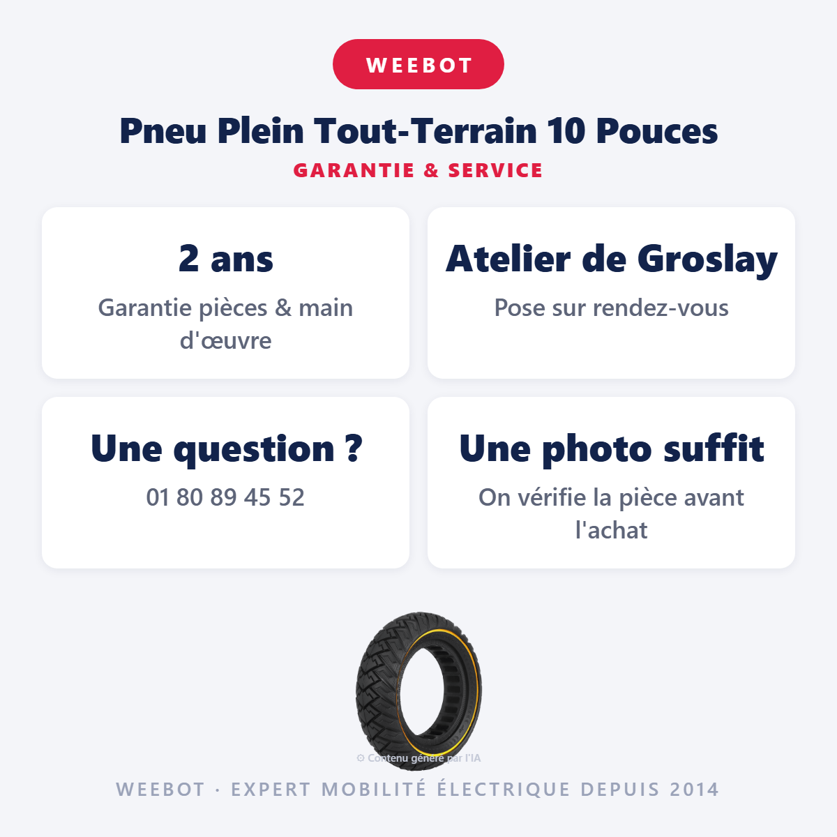 Pneu Plein Tout-Terrain 10 Pouces : garantie 2 ans et service après-vente