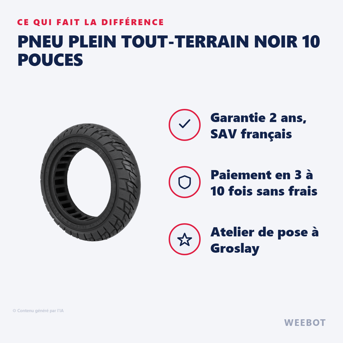 Pneu Plein Tout-Terrain Noir 10 Pouces : les points forts