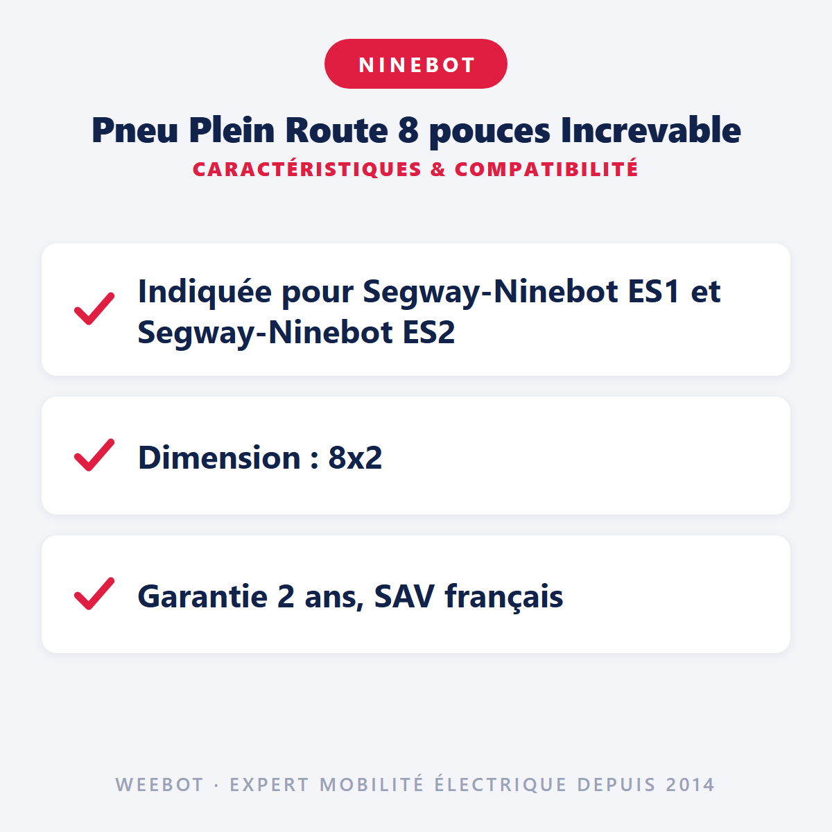 Pneu Plein Route 8 pouces Increvable : caractéristiques et compatibilité
