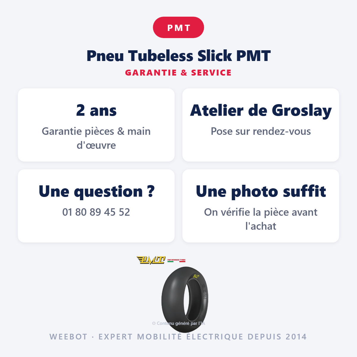 Pneu Tubeless Slick PMT : garantie 2 ans et service après-vente