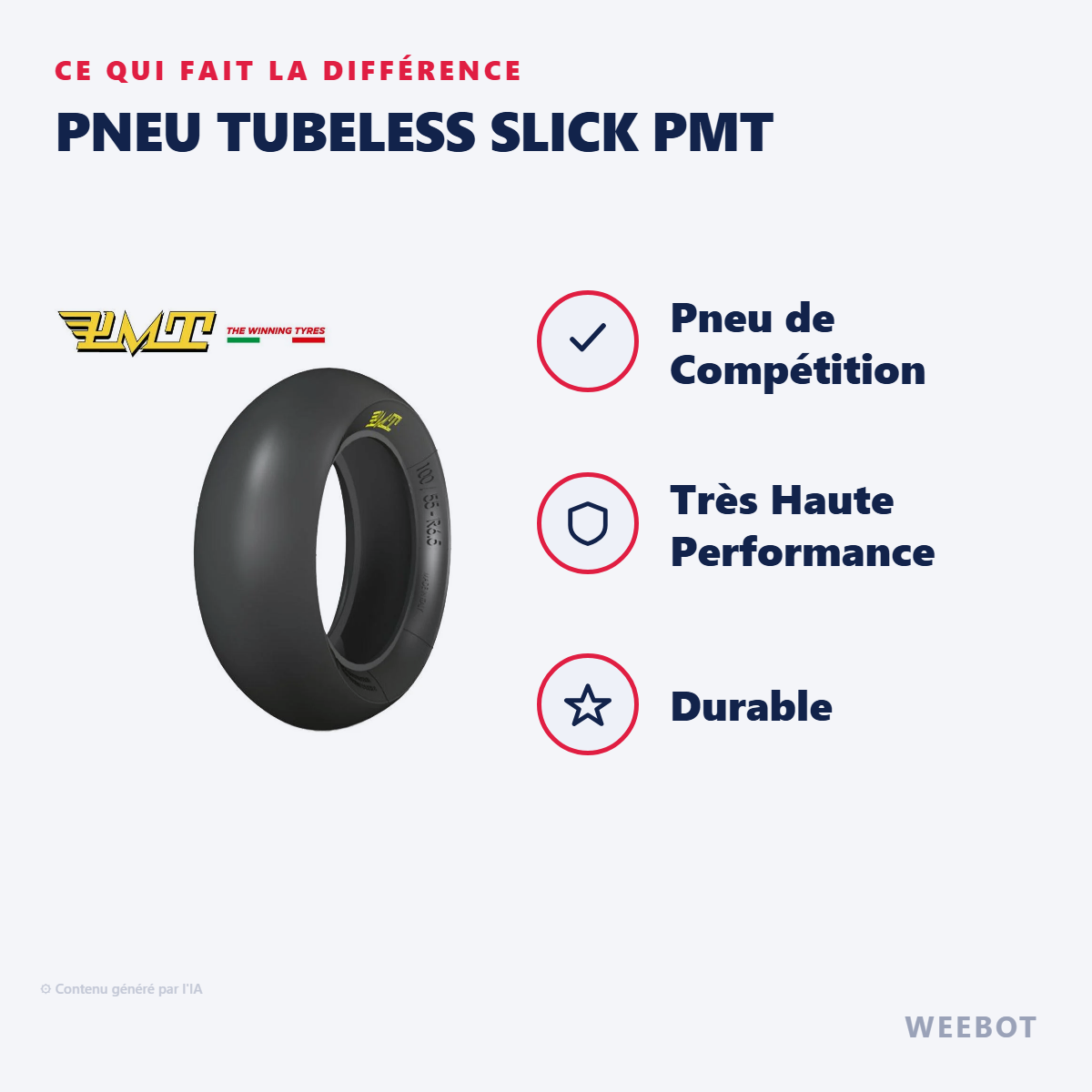 Pneu Tubeless Slick PMT : les points forts