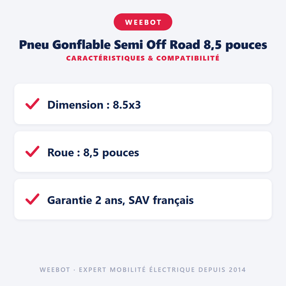 Pneu Gonflable Semi Off Road 8,5 pouces : caractéristiques et compatibilité