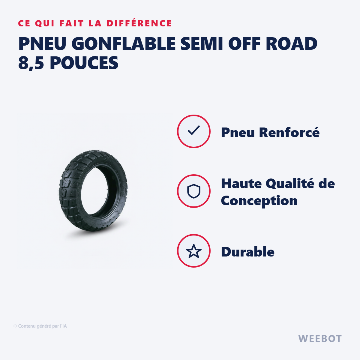 Pneu Gonflable Semi Off Road 8,5 pouces : les points forts
