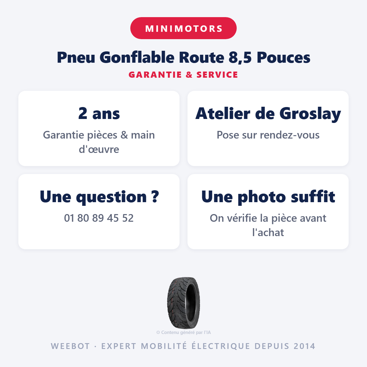 Pneu Gonflable Route 8,5 Pouces : garantie 2 ans et service après-vente